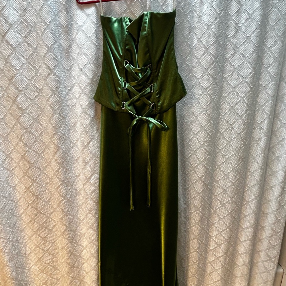 Elegant Green Satin Dress